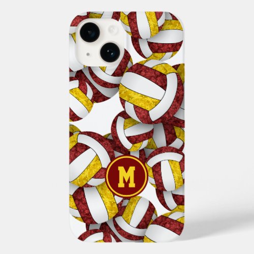 Maroon gold team colors girly volleyballs Case_Mate iPhone 14 case