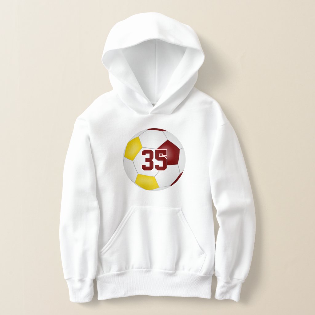 maroon gold team colors jersey number soccer hoodie