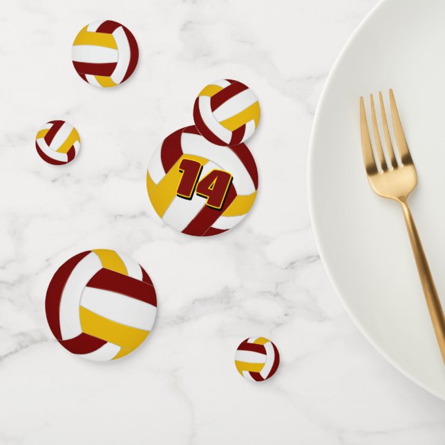 maroon gold team colors kids volleyball party confetti (Group)