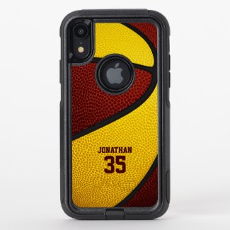 maroon gold team colors personalized basketball OtterBox iPhone case