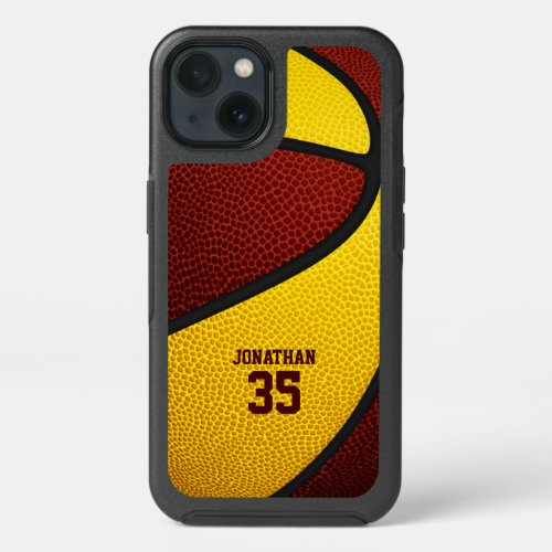 maroon gold team colors personalized basketball iPhone 13 case