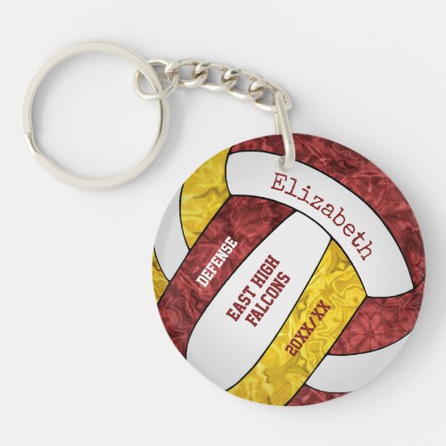 maroon gold team colors personalized volleyball keychain