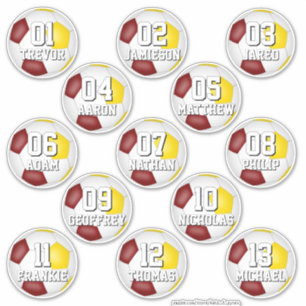maroon gold team colors stickers 13 soccer players