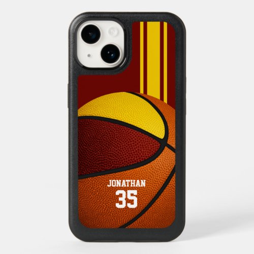 Maroon gold team colors varsity basketball OtterBox iPhone 14 case