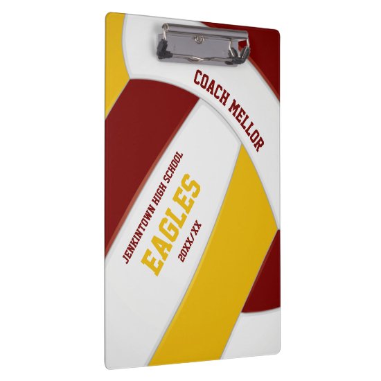 maroon gold team colors volleyball coach clipboard
