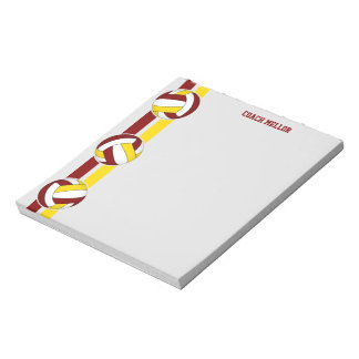 maroon gold team colors volleyball coach custom notepad