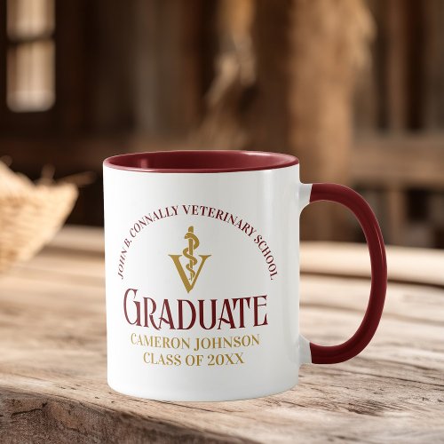 Maroon Gold Veterinary School Graduation Custom Mug