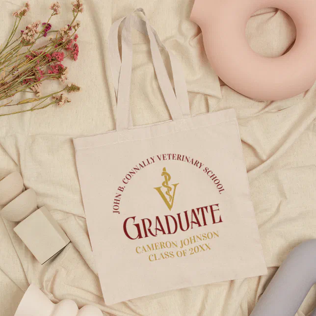 Maroon Gold Veterinary School Graduation Custom Tote Bag
