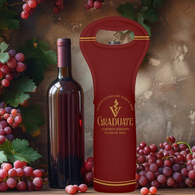 Maroon Gold Veterinary School Graduation Gift Wine Bag (Creator Uploaded)