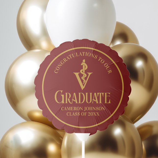 Maroon Gold Veterinary School Graduation Party Balloon (Creator Uploaded)