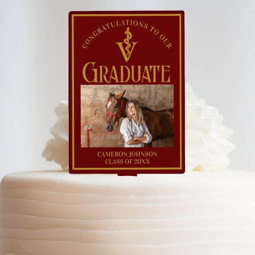 Maroon Gold Veterinary School Graduation Party Cake Topper