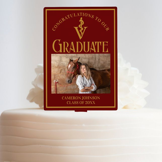 Maroon Gold Veterinary School Graduation Party Cake Topper (Creator Uploaded)