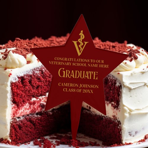 Maroon Gold Veterinary School Graduation Party Cake Topper
