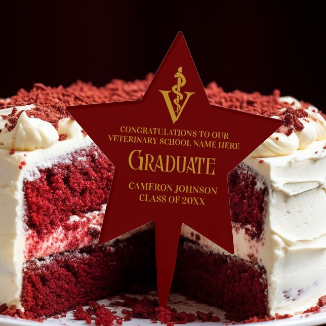 Maroon Gold Veterinary School Graduation Party Cake Topper (Creator Uploaded)