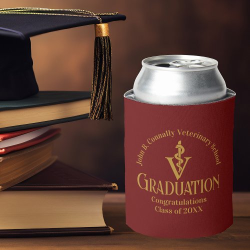 Maroon Gold Veterinary School Graduation Party Can Cooler