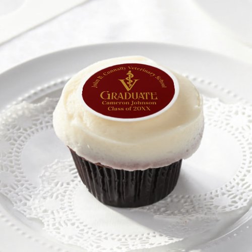 Maroon Gold Veterinary School Graduation Party Edible Frosting Rounds