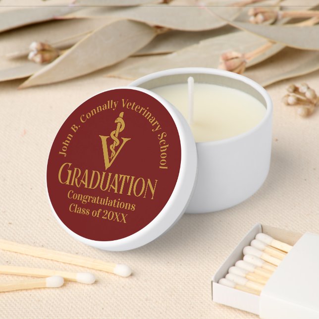 Maroon Gold Veterinary School Graduation Party Mini Candle Favors (Insitu)