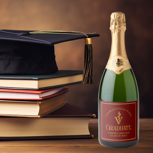 Maroon Gold Veterinary School Graduation Party Sparkling Wine Label