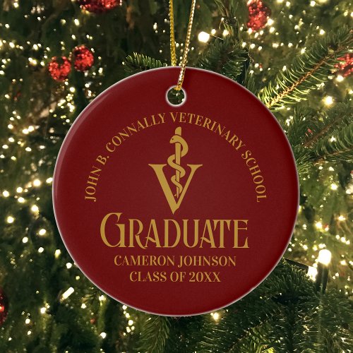 Maroon Gold Veterinary School Photo Graduation Ceramic Ornament