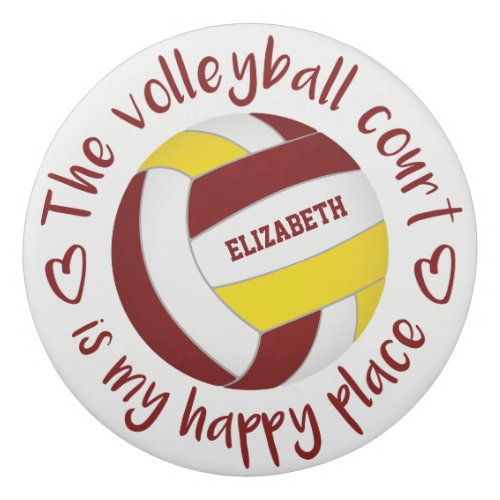 maroon gold volleyball court my happy place eraser