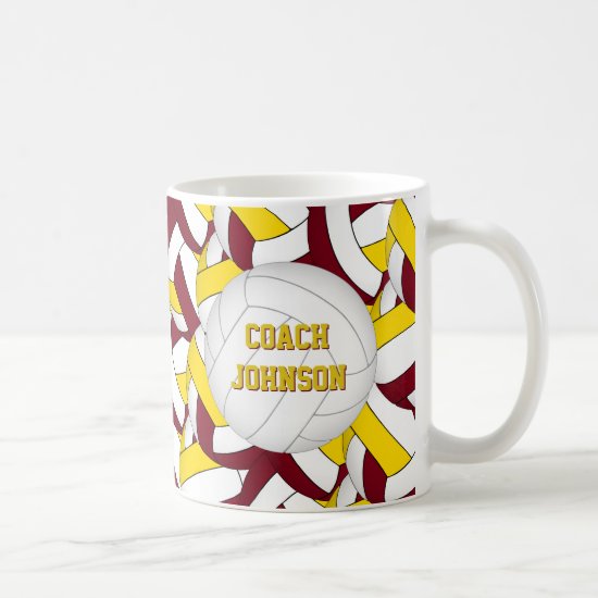 maroon gold volleyball team colors coach gift coffee mug