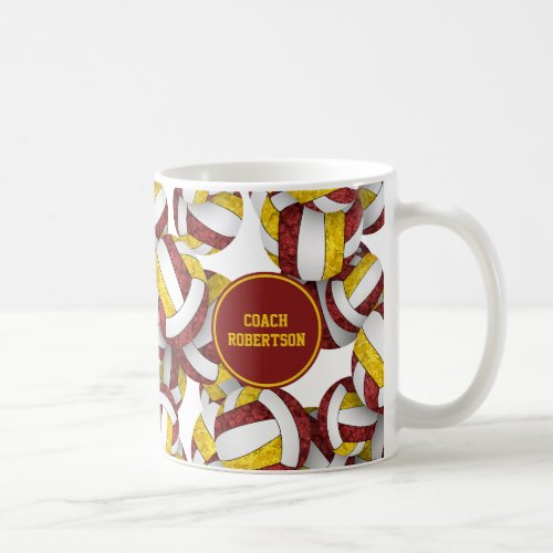 maroon gold volleyball team colors coach name coffee mug