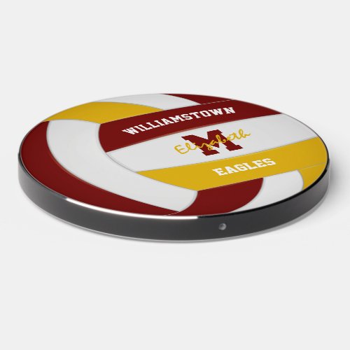 maroon gold volleyball team colors girls boys wireless charger 