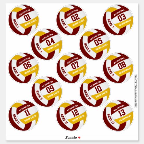 maroon gold volleyball team colors players names sticker