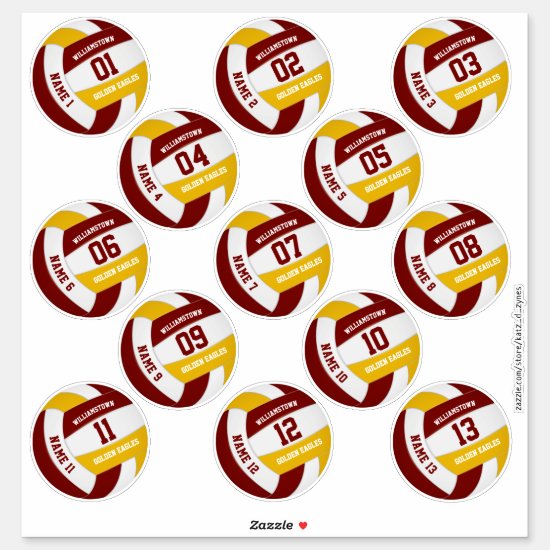 maroon gold volleyball team stickers
