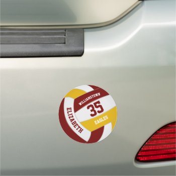 Maroon Gold Volleyball Team Spirit Gifts Girl Boy Car Magnet by katz_d_zynes at Zazzle