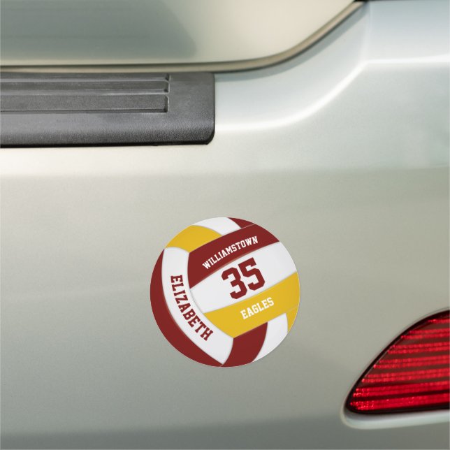maroon gold volleyball team spirit gifts girl boy car magnet (In Situ)