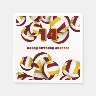 maroon gold volleyballs kids teens birthday party napkins