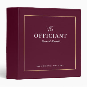 Maroon Gold Wedding Officiant Personalize Couple 3 Ring Binder