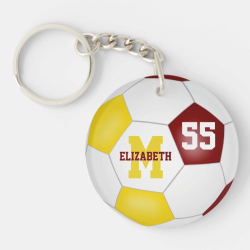 maroon gold white team colors soccer bag tag keychain
