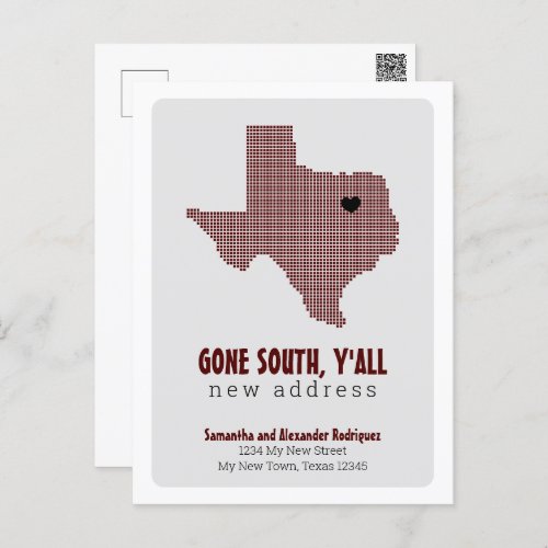 Maroon Gone South Yall Moving Postcard