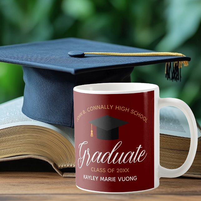 Maroon Graduate 2026 Personalized Graduation Gift Coffee Mug (Creator Uploaded)