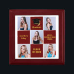 Maroon Graduate Photo Collage Custom Graduation Gift Box<br><div class="desc">A classy custom senior graduate photo collage graduation gift box with classic maroon squares and gold script for a high school senior graduating with the class of 2023. Customize with your senior portrait pictures, school name and graduating for a great personalized graduation present. It features a 5 photograph template separated...</div>
