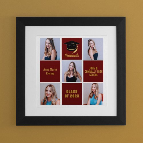 Maroon Graduate Photo Collage Custom Graduation Poster