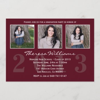 Maroon Graduation Announcement by eventfulcards at Zazzle
