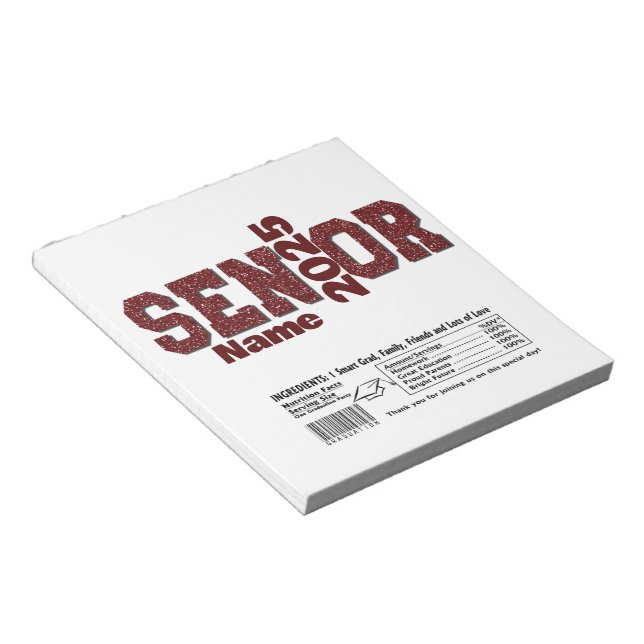 Maroon Graduation Candy Bar Wraps Party Favor Notepad (Angled)