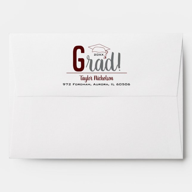 Maroon Graduation Cap Envelope (Back (Top Flap))