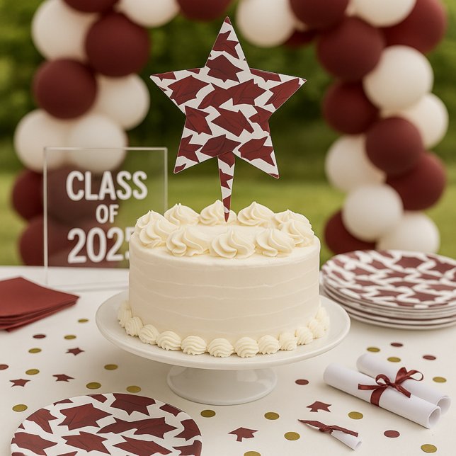 Maroon Graduation Caps  Cake Topper (Creator Uploaded)