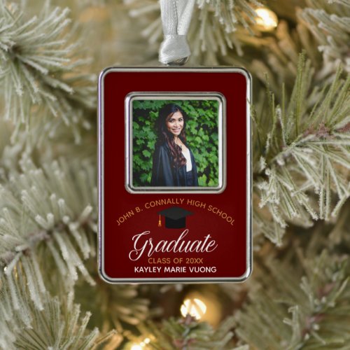 Maroon Graduation Custom 2024 Graduate Photo Christmas Ornament