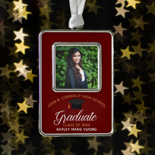 Maroon Graduation Custom 2026 Graduate Photo Christmas Ornament