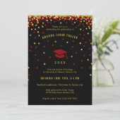Maroon Graduation Invitation | Faux Gold Glitter (Standing Front)