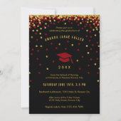 Maroon Graduation Invitation | Faux Gold Glitter (Front)
