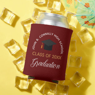 Maroon Graduation Party Custom Party Keepsake Can Cooler