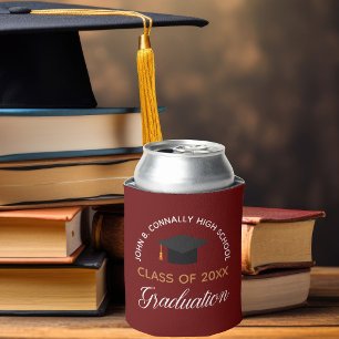 Maroon Graduation Party Custom Party Keepsake Can Cooler
