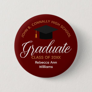 Maroon Graduation Personalized 2026 Graduate Button