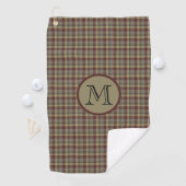 Maroon, Gray And Tan Plaid - Monogrammed Golf Towel 